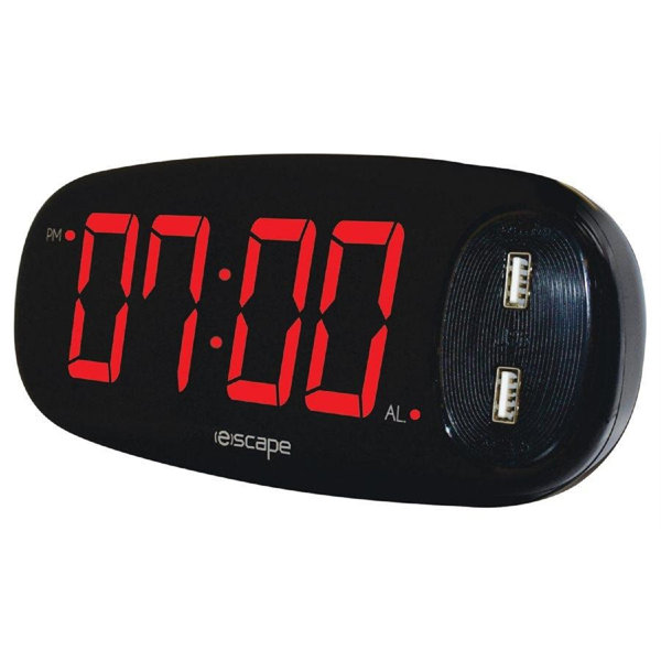 Orren Ellis Digital Alarm Clock With 2 X Usb Charging Ports Black Wayfair